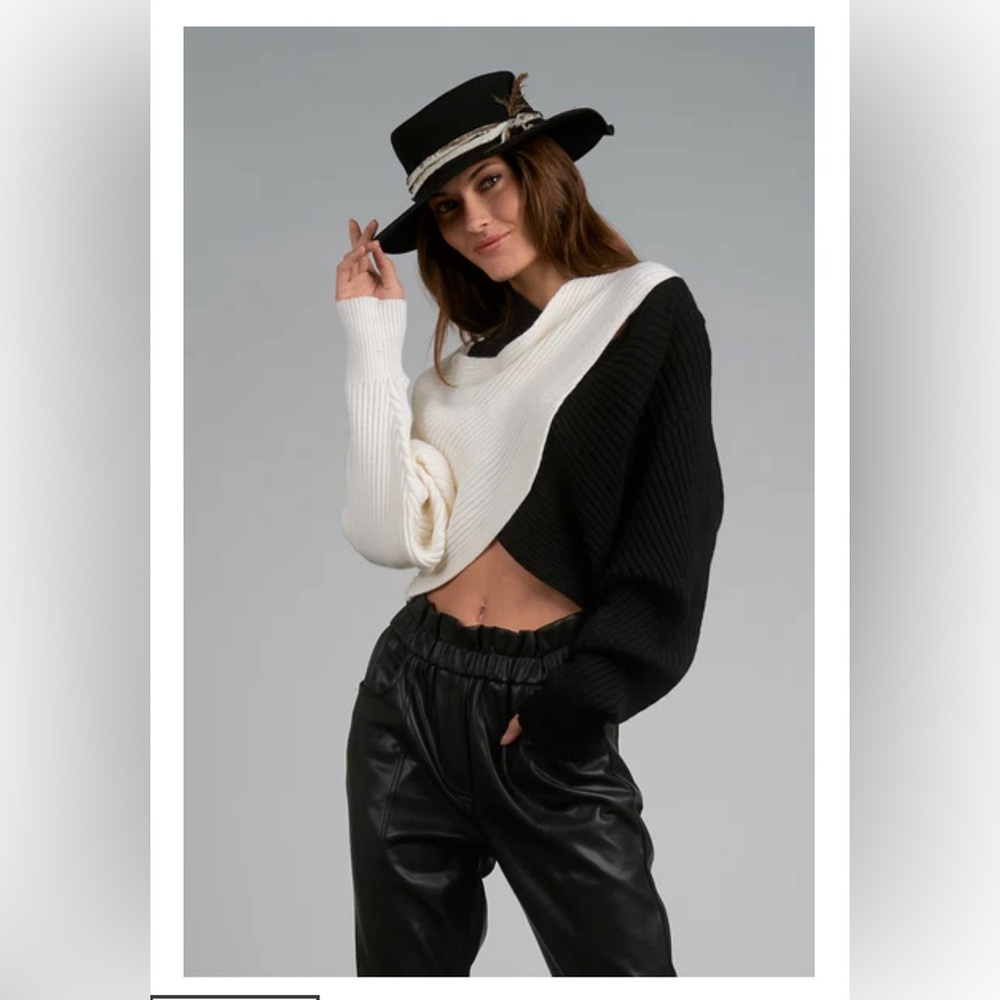 🖤NWT Elan Black and White Colorblock Sweater//Size L 🖤 - Picture 3 of 6